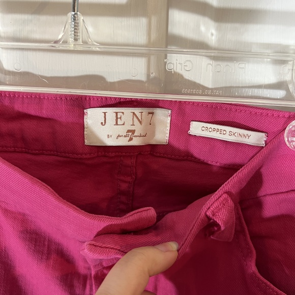 Jen7 by 7 for all mankind sz 12 Hot Pink Cropped Skinny Jeans Denim POSH49 - Picture 9 of 14